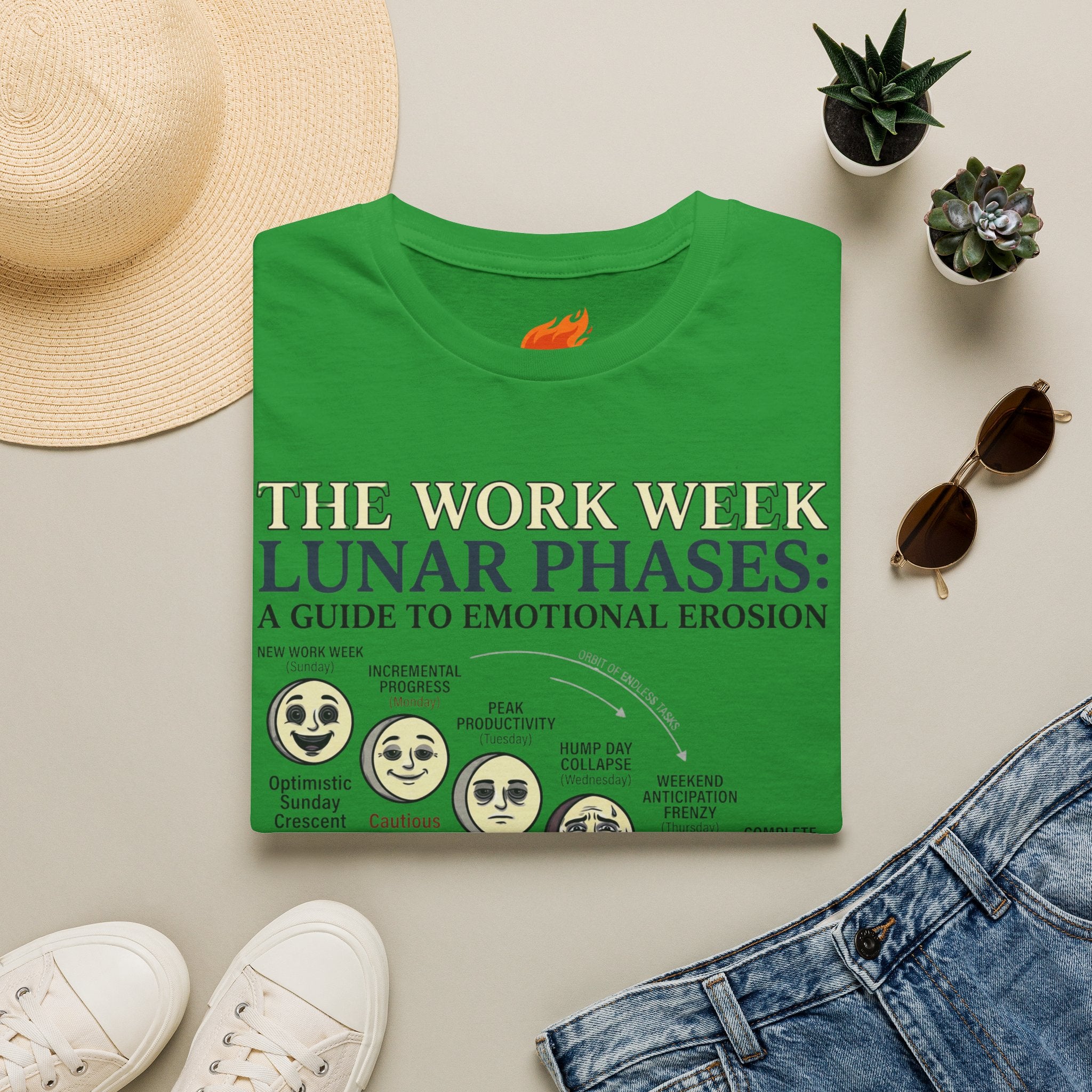 Lunar Work Week Phases Graphic T-Shirt