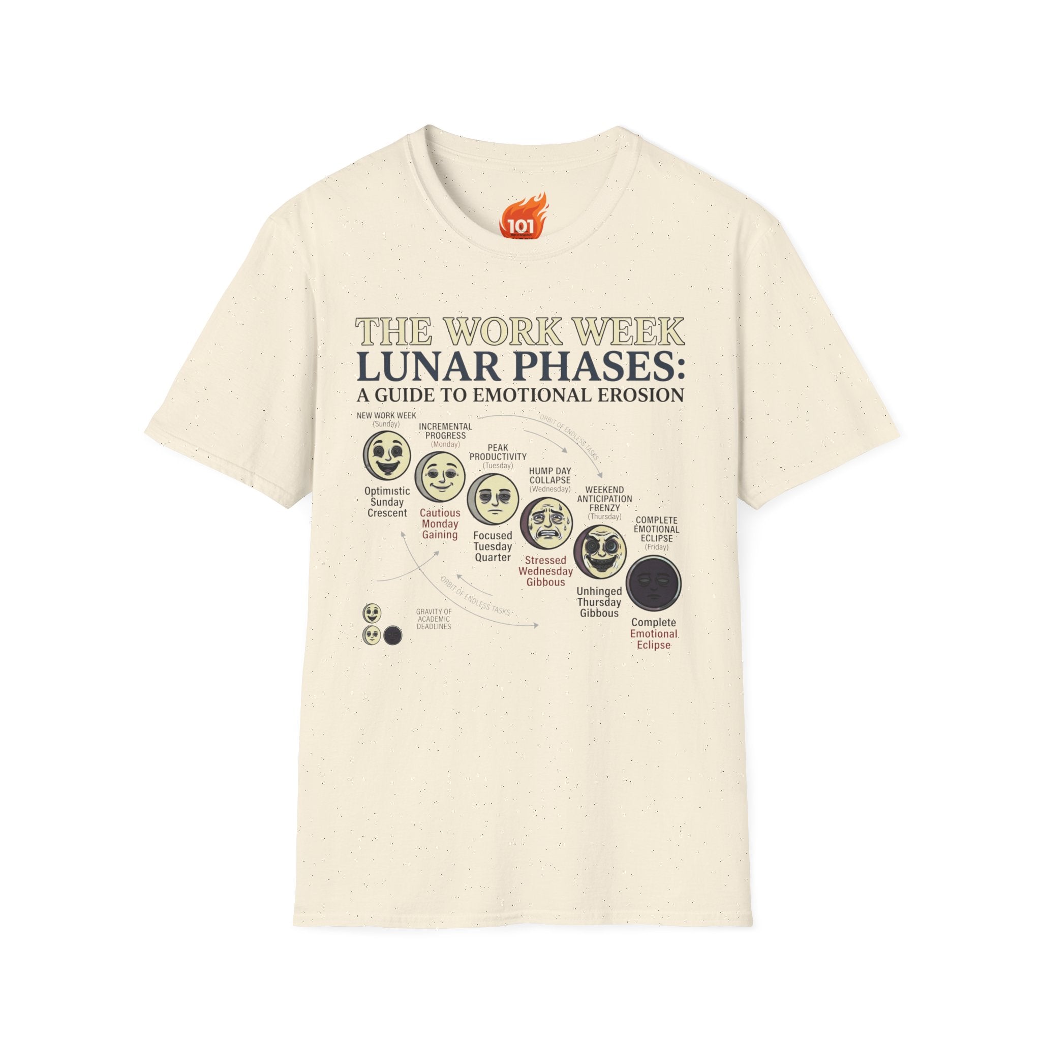 Lunar Work Week Phases Graphic T-Shirt