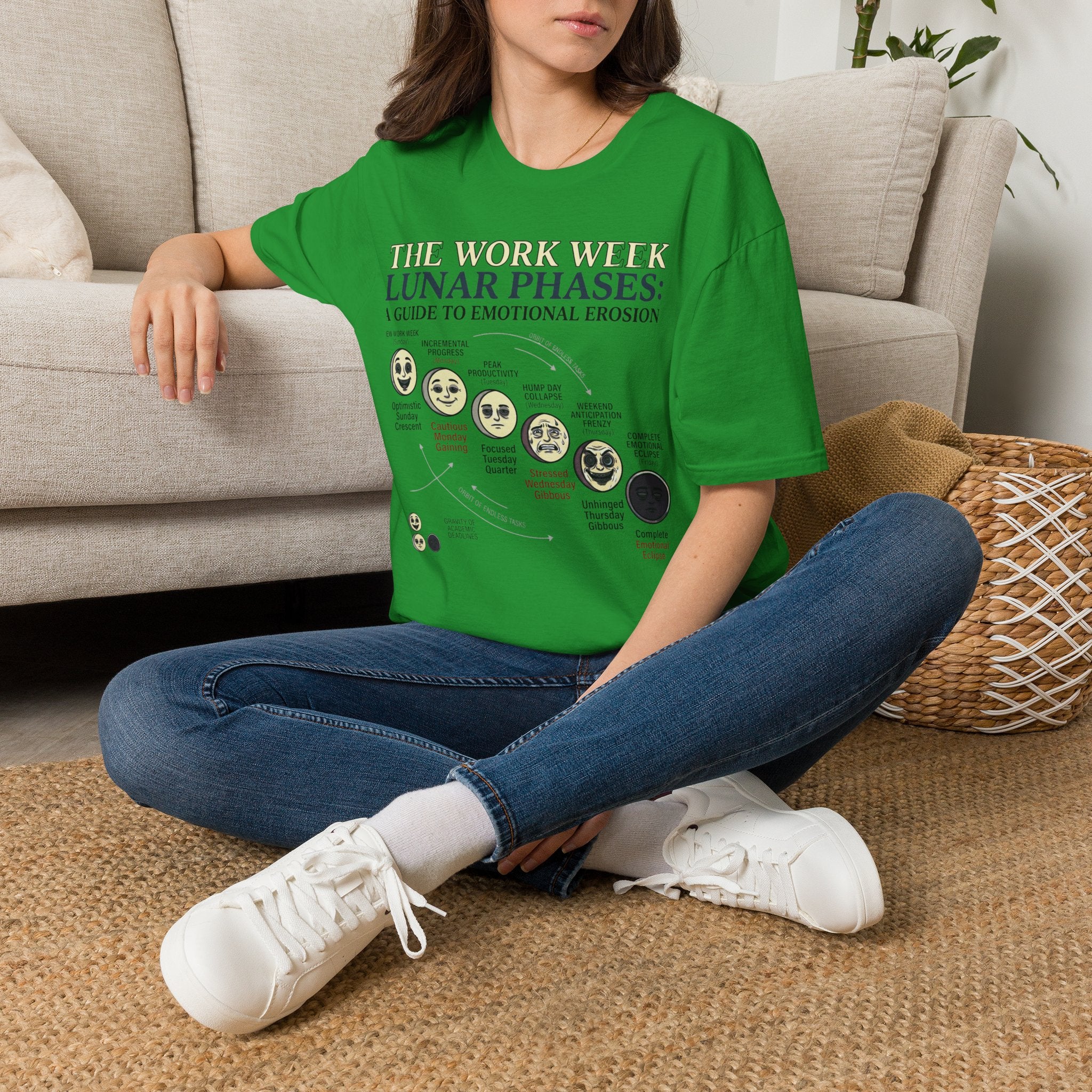 Lunar Work Week Phases Graphic T-Shirt