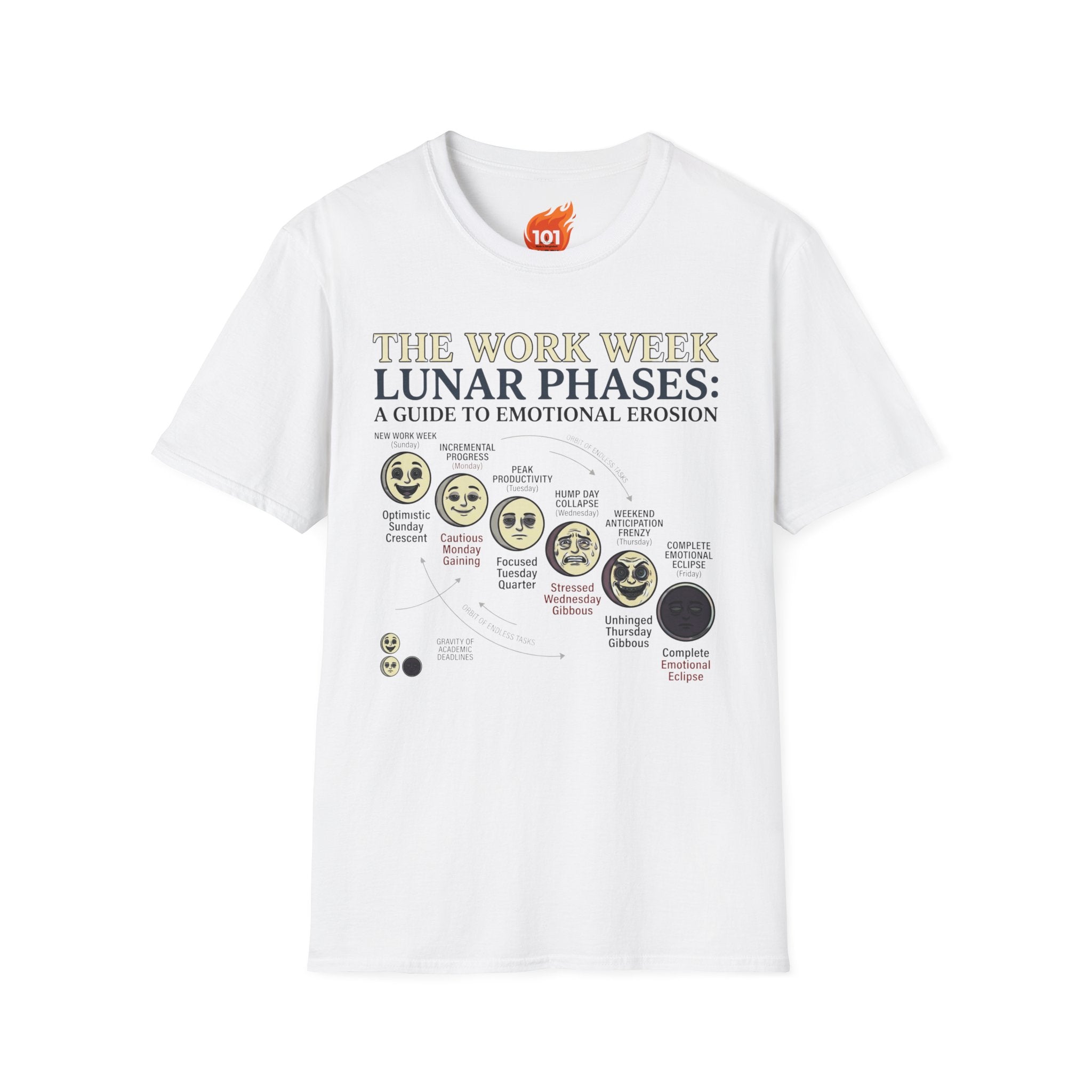 Lunar Work Week Phases Graphic T-Shirt