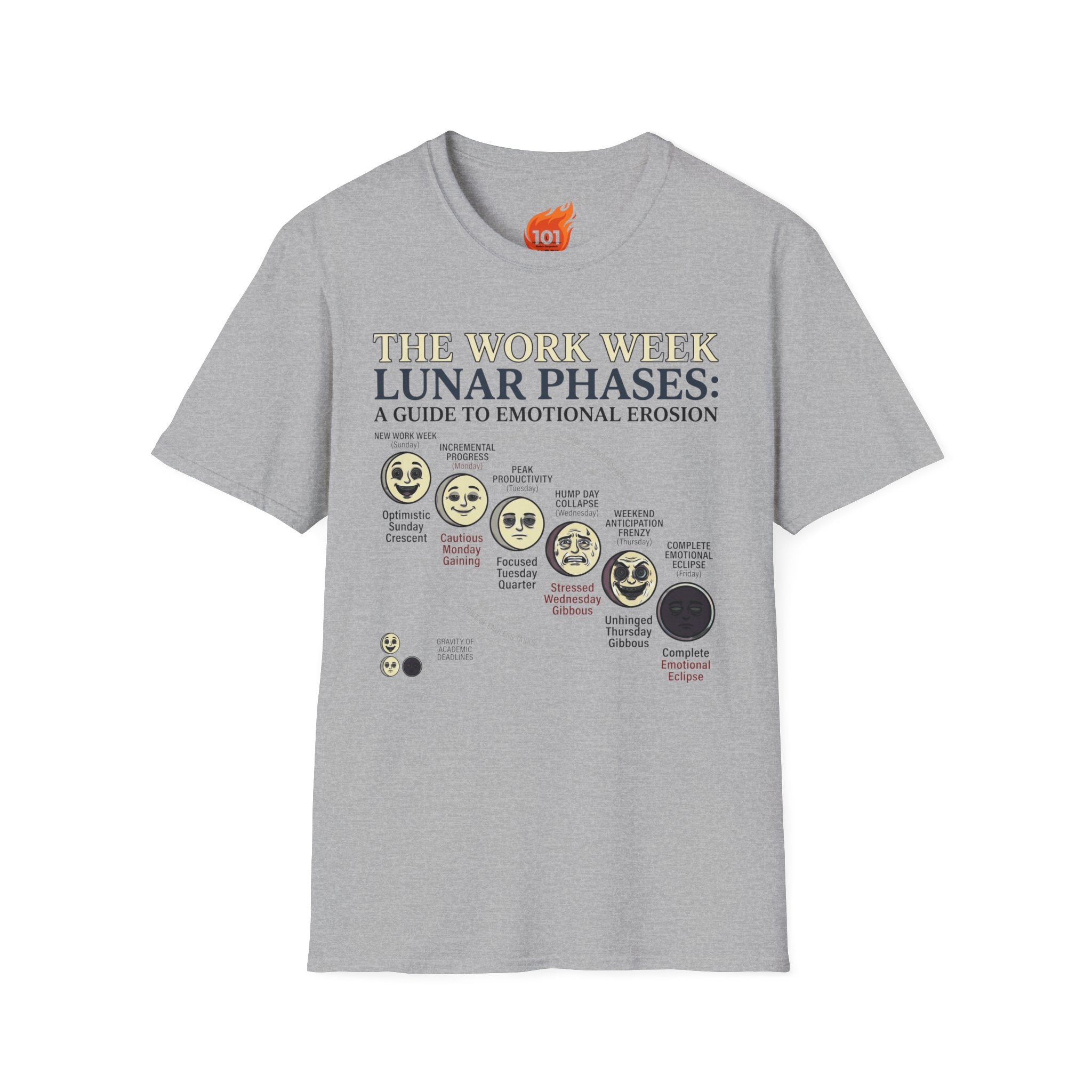 Lunar Work Week Phases Graphic T-Shirt